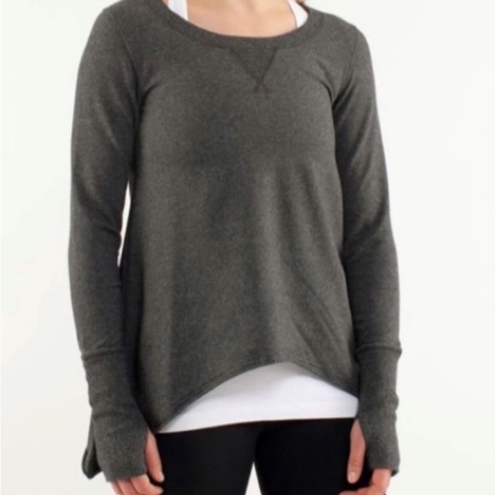 Lululemon Pullover Tea Lounge long side Hems Heathered Coal Grey size 6